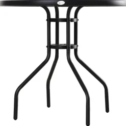 Mesa de jardín Chester Outsunny redonda con agujero para sombrilla negro Ø80x72 cm