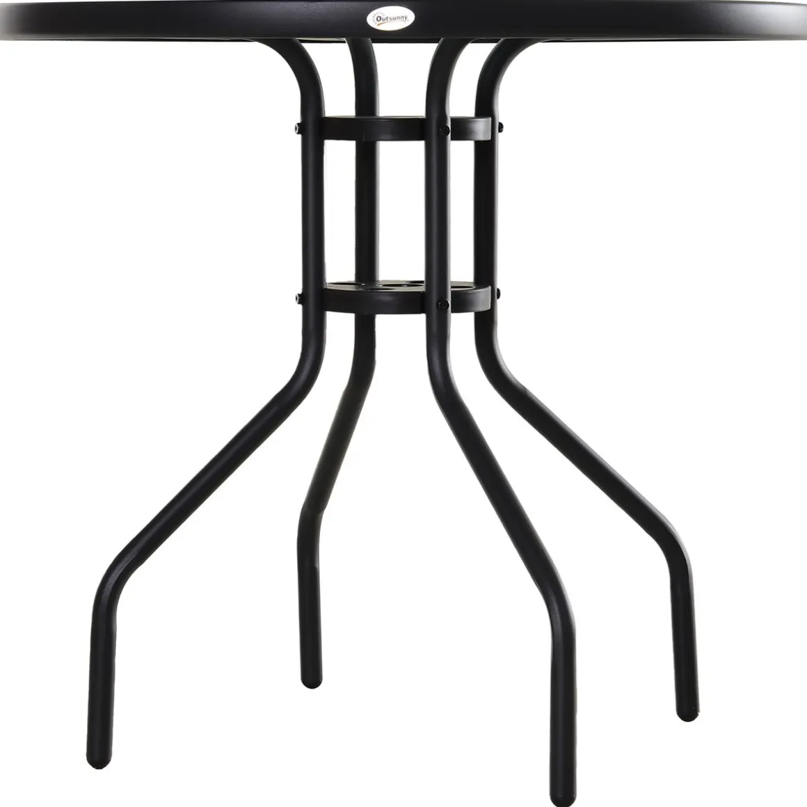 Mesa de jardín Chester Outsunny redonda con agujero para sombrilla negro Ø80x72 cm