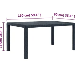 Mesa de jardín Clavel antracita 72x150x90 cm