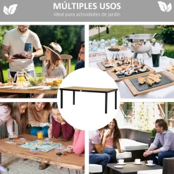 Mesa de jardín Jucar Outsuny 8 personas natural/negro 74x190x90 cm