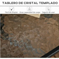 Mesa de jardín Leno Outsunny con agujero para sombrilla negro 72x76x76 cm