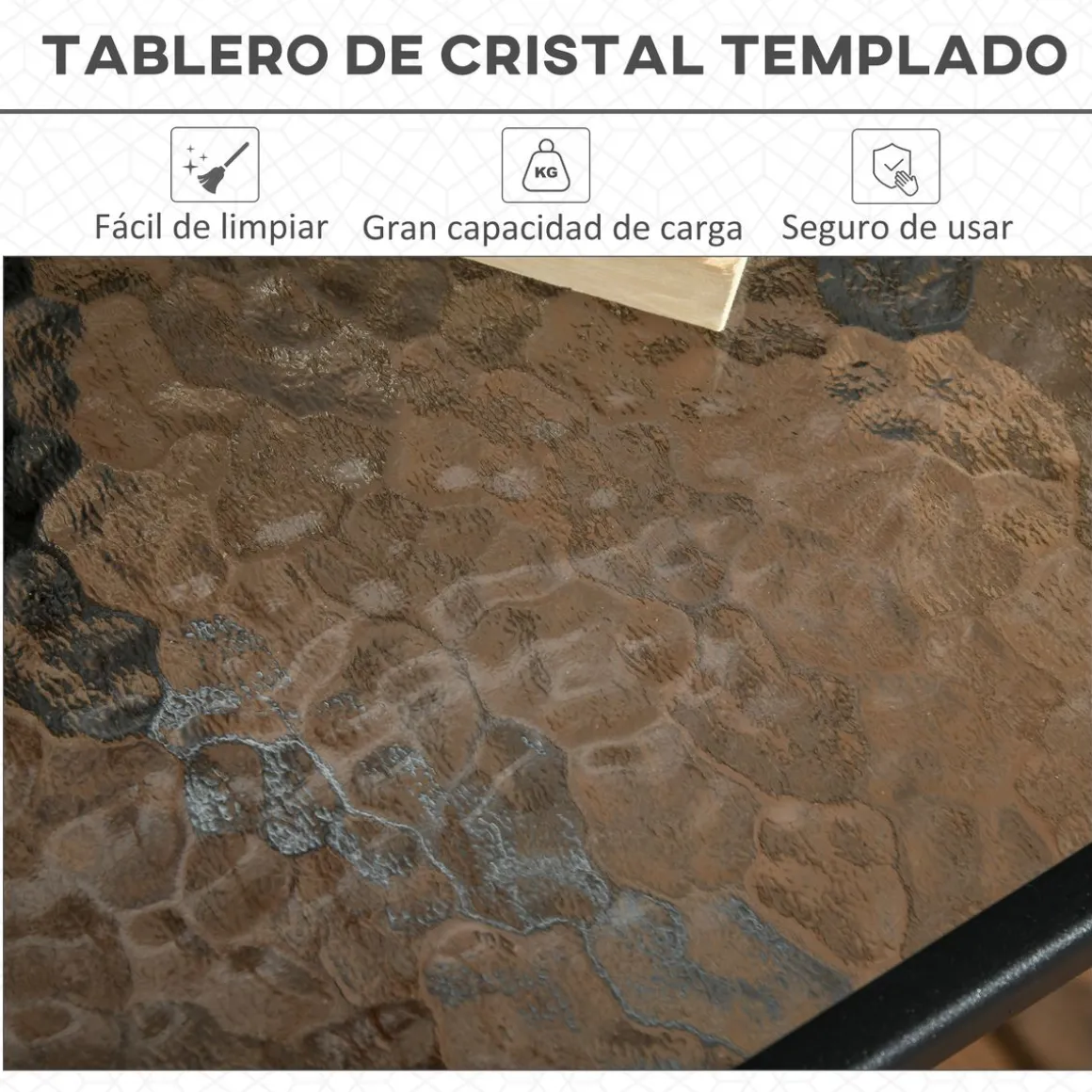 Mesa de jardín Leno Outsunny con agujero para sombrilla negro 72x76x76 cm
