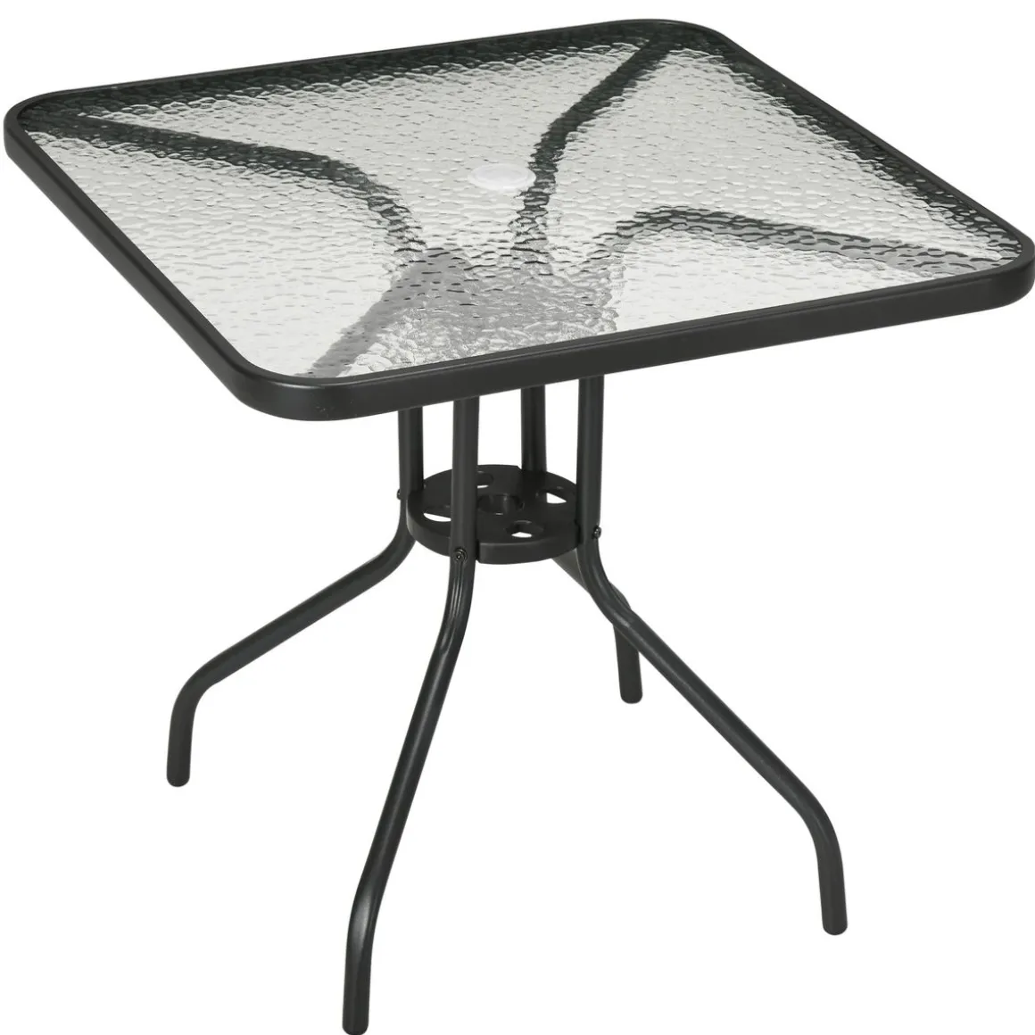 Mesa de jardín Leno Outsunny con agujero para sombrilla negro 72x76x76 cm