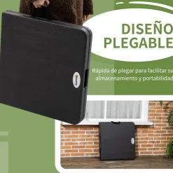 Mesa de jardín Outsunny plegable altura ajustable gris 56-74x118x60 cm