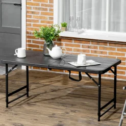 Mesa de jardín Outsunny plegable altura ajustable gris 56-74x118x60 cm