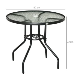Mesa de jardín Stoke Outsunny redonda con agujero para sombrilla negro Ø80x72 cm