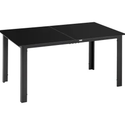 Mesa de jardín Tajo Outsunny 6 personas negro 74x150x90 cm