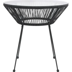 Mesa de jardín Tambor acero y vidrio negro Ø70x74 cm