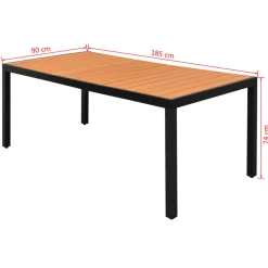 Mesa de jardín Vega diseño fijo marrón 74x185x90 cm
