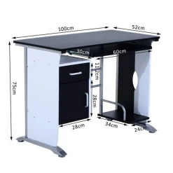 Mesa de ordenador Homcom negro/plata 75x100x52 cm