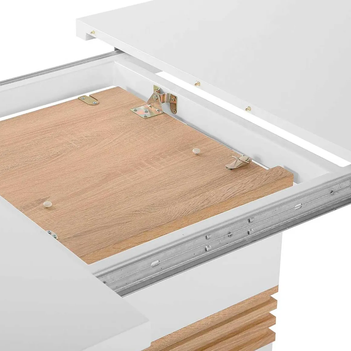 Mesa extensible Carlota blanco/cambria 77x160-200x90 cm