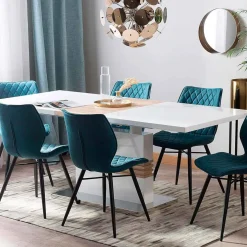 Mesa extensible Carlota blanco/cambria 77x160-200x90 cm