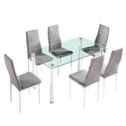 Mesa fija Yuri cristal 140 x 80 cm blanco