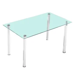 Mesa fija Yuri cristal 140 x 80 cm blanco