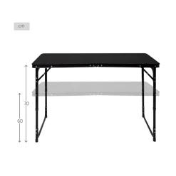 Mesa maletín Aktive altura ajustable + red auxiliar negro 60-70x120x60 cm