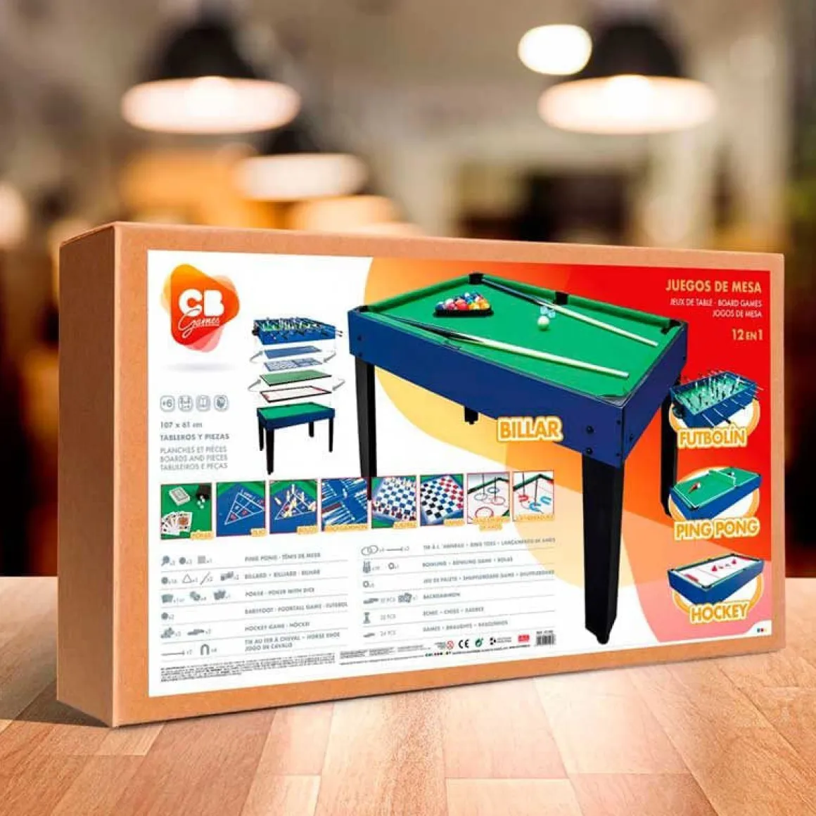 Mesa multijuegos CB Games 12 en 1 +6A negro/azul 69x104x57,5 cm