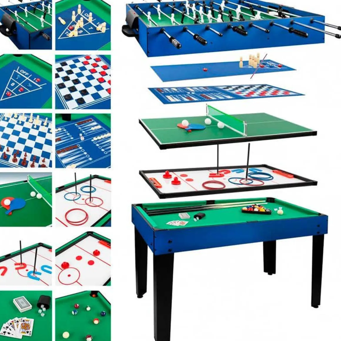 Mesa multijuegos CB Games 12 en 1 +6A negro/azul 69x104x57,5 cm