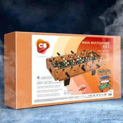 Mesa multijuegos CB Games 4 en 1 34 accesorios +6A marrón 28,5x89x42,5 cm
