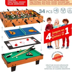 Mesa multijuegos CB Games 4 en 1 34 accesorios +6A marrón 28,5x89x42,5 cm