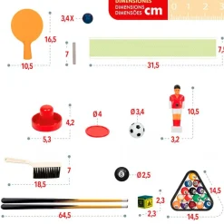 Mesa multijuegos CB Games 4 en 1 34 accesorios +6A marrón 28,5x89x42,5 cm