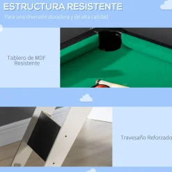 Mesa multijuegos infantil Homcom 6 en 1 +7 años negro 79x120x88 cm