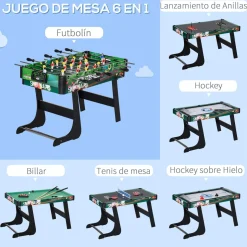 Mesa multijuegos infantil Homcom 6 en 1 +7 años multicolor 71x118x104 cm