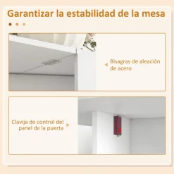 Mesa plegable Fhujio Homcom alas abatibles blanco 75x163x80 cm