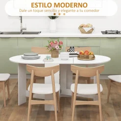 Mesa plegable Fhujio Homcom alas abatibles blanco 75x163x80 cm