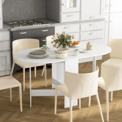 Mesa plegable Fhujio Homcom alas abatibles blanco 75x163x80 cm