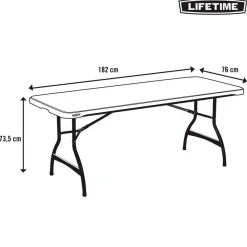 Mesa plegable Lifetime 8 personas forma rectangular 73,5x182x76 cm