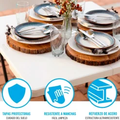 Mesa plegable Lifetime 4 personas forma cuadrada blanco 73,5x86x86 cm
