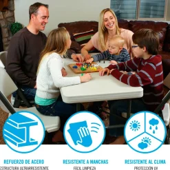Mesa plegable Lifetime 4 personas forma rectangular 74x122x61 cm