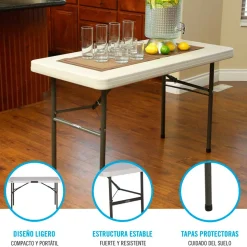 Mesa plegable Lifetime 4 personas forma rectangular 74x122x61 cm