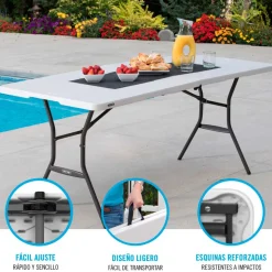 Mesa plegable Lifetime 6 personas forma rectangular 74x185x76 cm