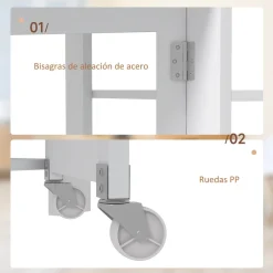 Mesa plegable Yves Homcom alas abatibles + 3 estantes blanco 75x120x60 cm