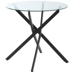 Mesa redonda de comedor Homcom cristal Ø80X75 cm