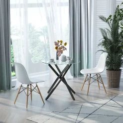 Mesa redonda de comedor Homcom cristal Ø80X75 cm