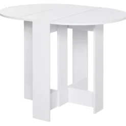 Mesa redonda de comedor Homcom plegable 2 alas abatibles blanco 73,7x76x31 cm