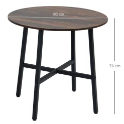 Mesa redonda Gauta Homcom diseño fijo marrón oscuro/negro Ø80x76 cm