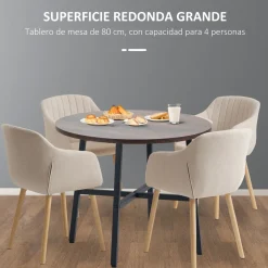 Mesa redonda Gauta Homcom diseño fijo marrón oscuro/negro Ø80x76 cm