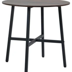 Mesa redonda Gauta Homcom diseño fijo marrón oscuro/negro Ø80x76 cm