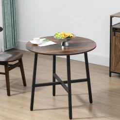 Mesa redonda Gauta Homcom diseño fijo marrón oscuro/negro Ø80x76 cm