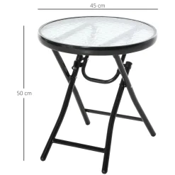 Mesa redonda Pina Outsunny plegable negro Ø45x50 cm