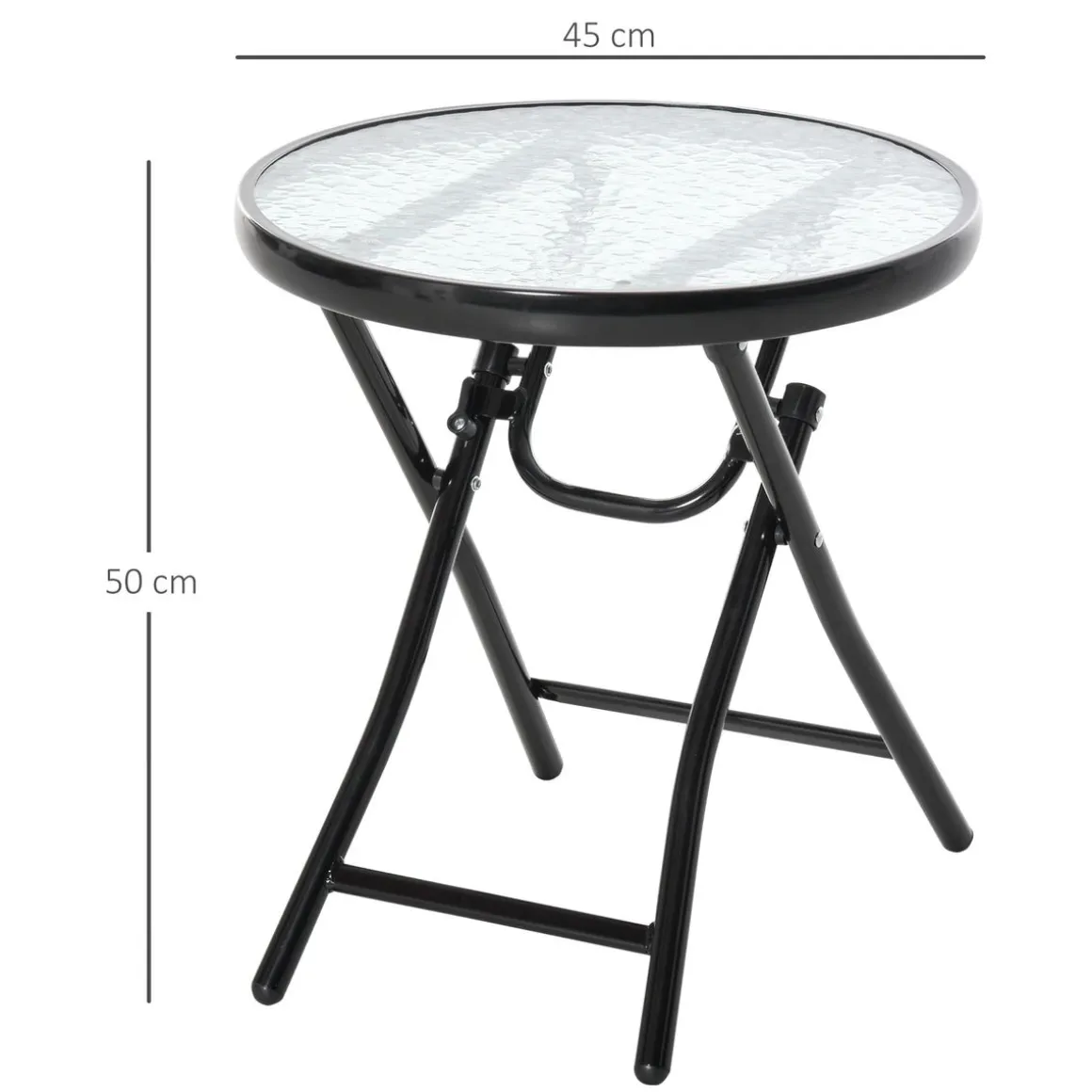Mesa redonda Pina Outsunny plegable negro Ø45x50 cm