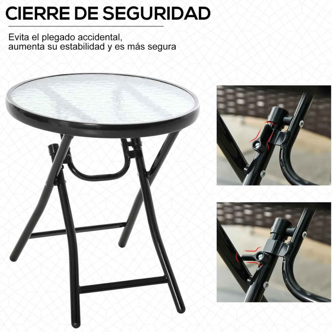 Mesa redonda Pina Outsunny plegable negro Ø45x50 cm