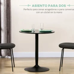 Mesa redonda Shungit Homcom 2 personas negro Ø70x75 cm
