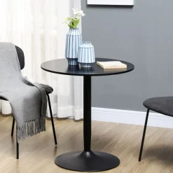Mesa redonda Shungit Homcom 2 personas negro Ø70x75 cm
