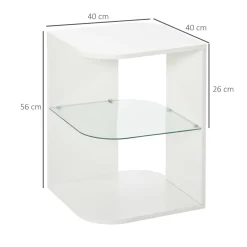 Mesita auxiliar Haruai Homcom 3 estantes 56x40x40 cm