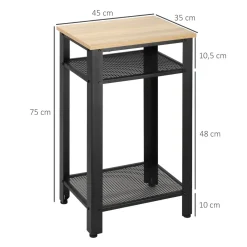 Mesita auxiliar Lena Homcom 2 estantes natural/negro 75x45x35 cm
