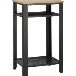 Mesita auxiliar Lena Homcom 2 estantes natural/negro 75x45x35 cm